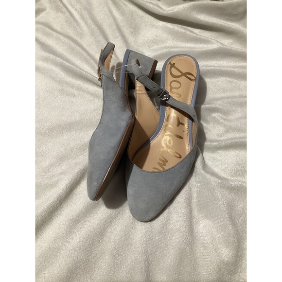 Sam Edelman Lorene Dusty Blue Suede Slingback Heel - Picture 2 of 9